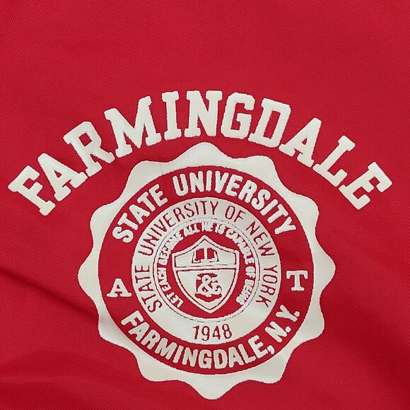 Vintage 80s Farmingdale Varsity Jacket L 22x23 Red Cropped - Picture 14 of 15